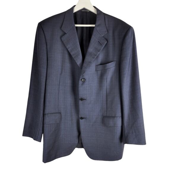 Canali Super 120s Wool Three Button Pin Stripe Blazer Navy Size 46R - Picture 1 of 8